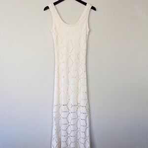 Z Supply x Evereve Cream Crochet Knit Maxi Dress XS 100% Cotton